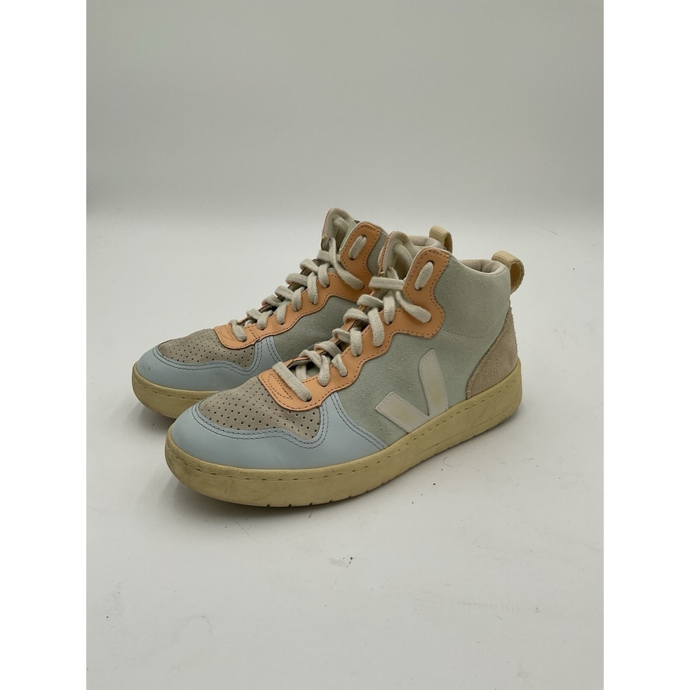 VEJA V-15 Shoes Women 7.5 Multicolor Soft Leather High Top Lace Up Retro Sneaker